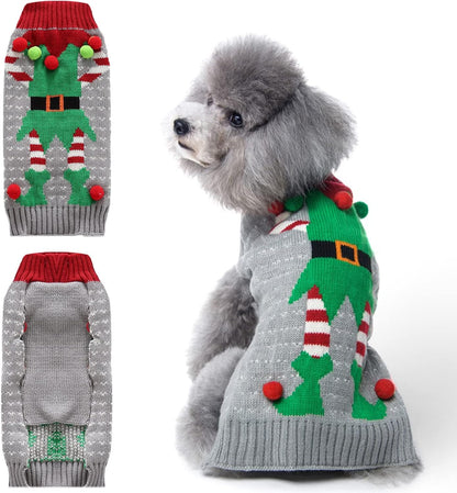 Adorable Knitted Dog Christmas Sweater with Cute Reindeer Design - Perfect Holiday Outfit for Small, Medium, and Large Pets!