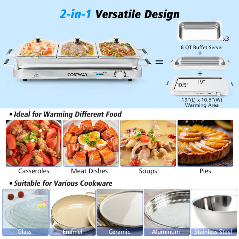 Ultimate 2-in-1 Electric Warming Tray with Precision Temperature Control for Perfectly Warmed Dishes