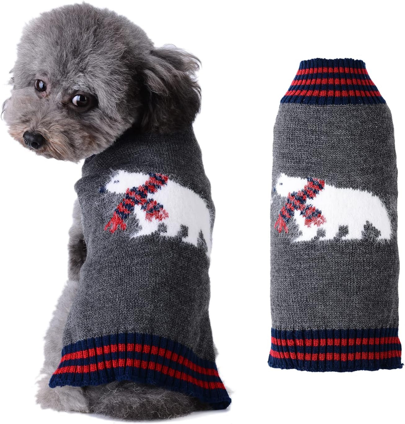 Adorable Classic Argyle Knitted Dog Christmas Sweater – Cozy Holiday Outfit for Small to Large Dogs and Cats in Festive Grey