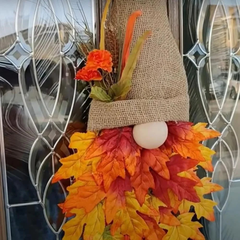 Decorate Your Door with Gnome-tastic Fun! 16" Fall Wreath for the Ultimate Autumn Vibe – Pumpkins, Maple Leaves, and Endless Cheer!